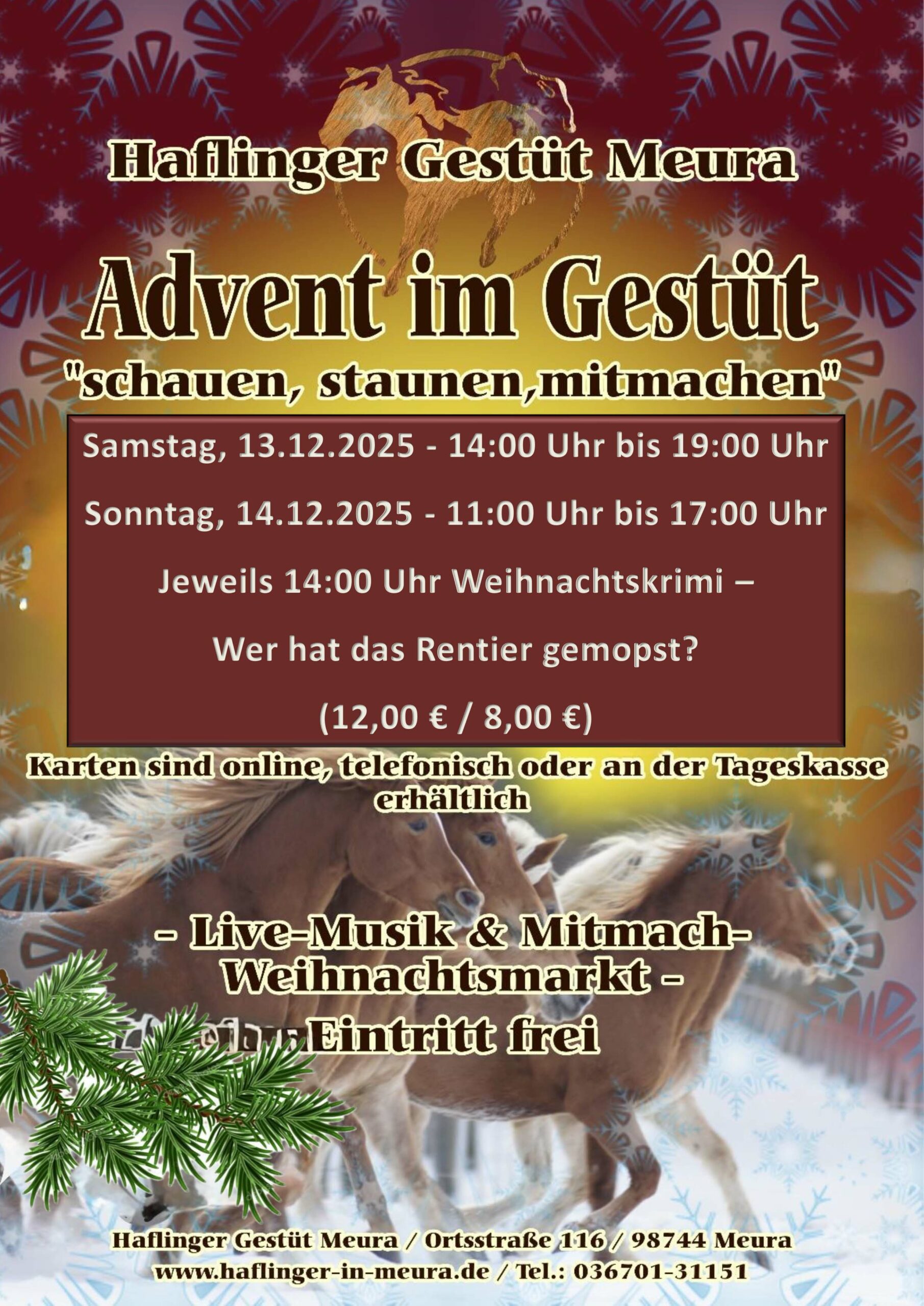 Tickets Schauprogramm Samstag, 13.12.2025