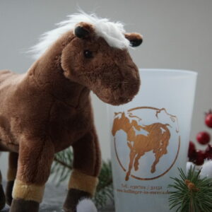 Weihnachtsangebot - Variante 4  - für Kinder - Becher mit Logo, Plüschpferd