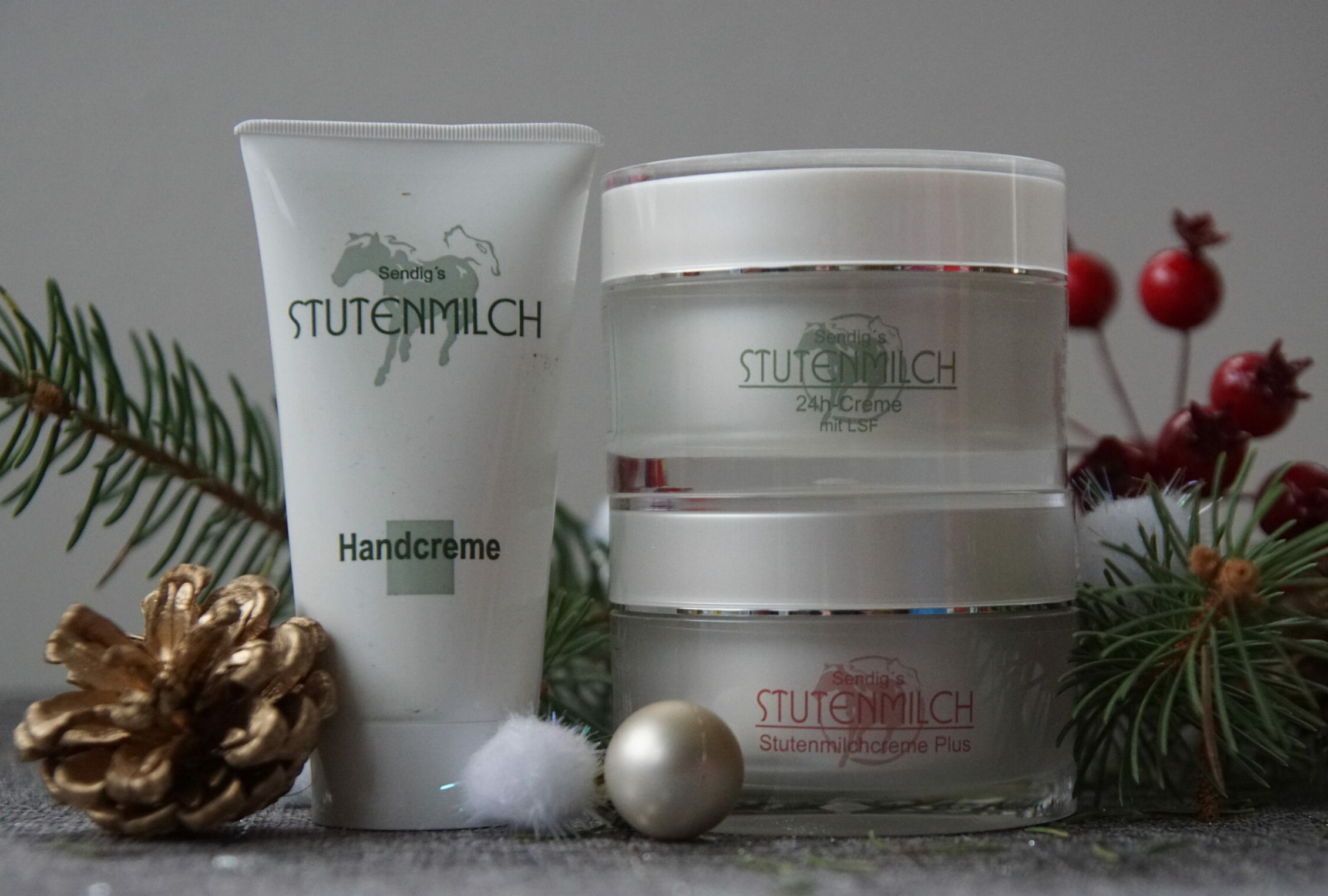 Weihnachtsangebot - Variante 5 - Stutenmilchcreme Plus 50ml, 24-h-Creme mit LSF 50ml, Handcreme